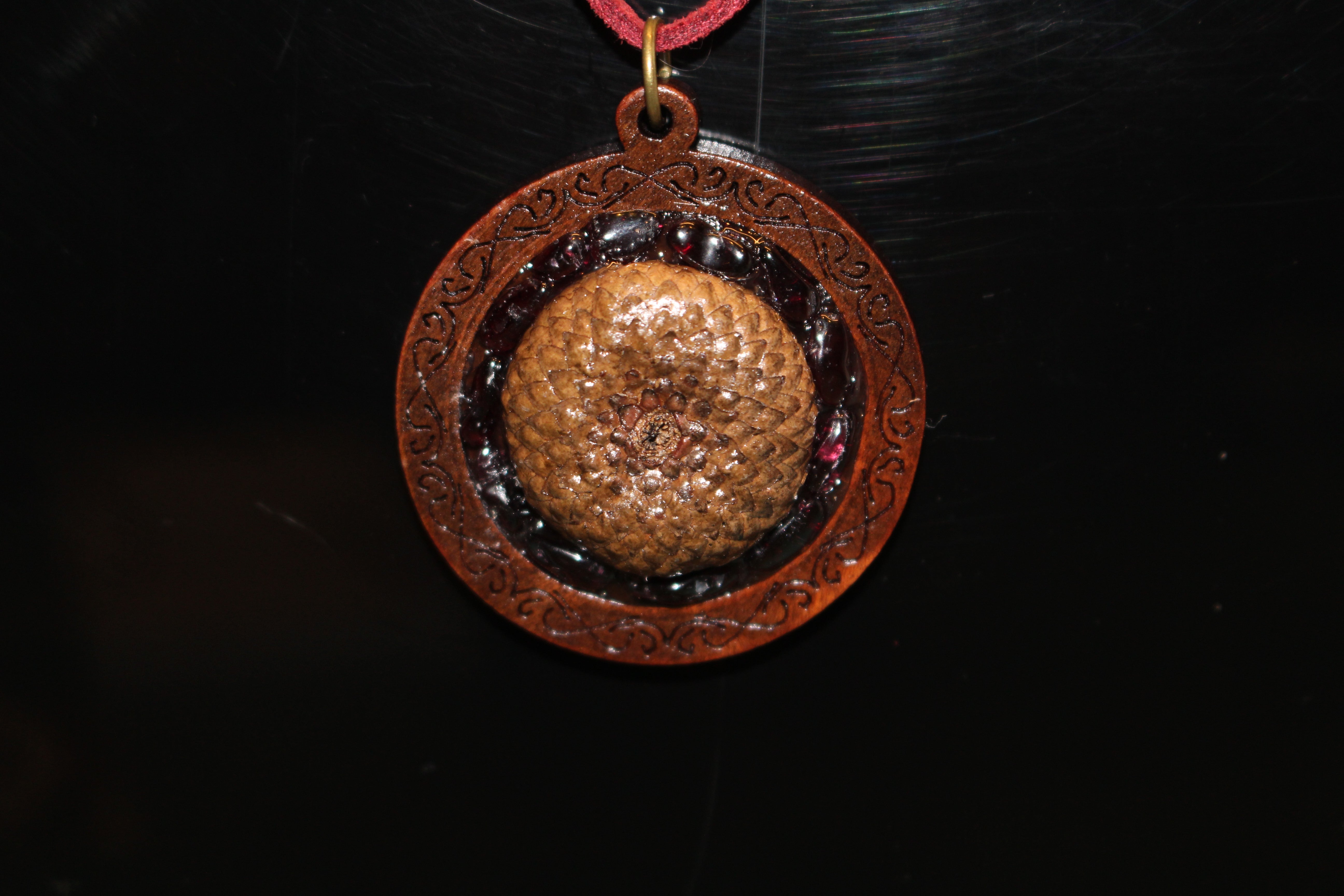 Garnet - Acorn Necklace