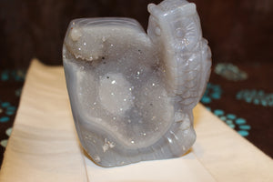 Druzy Agate Owl  Carving