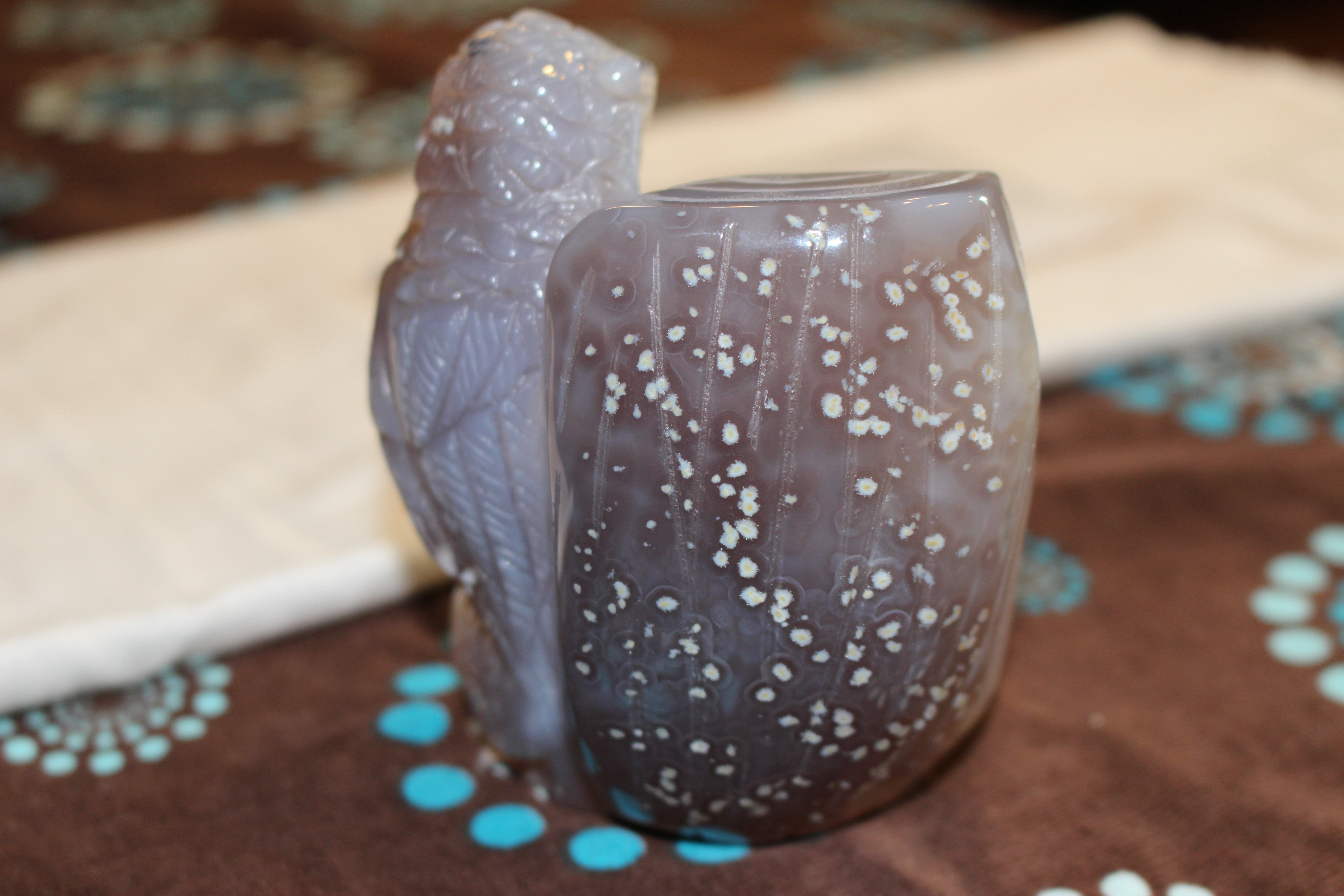 Druzy Agate Owl  Carving