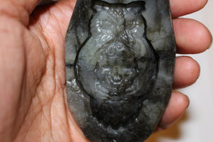 Labradorite Owl and Skull Carving