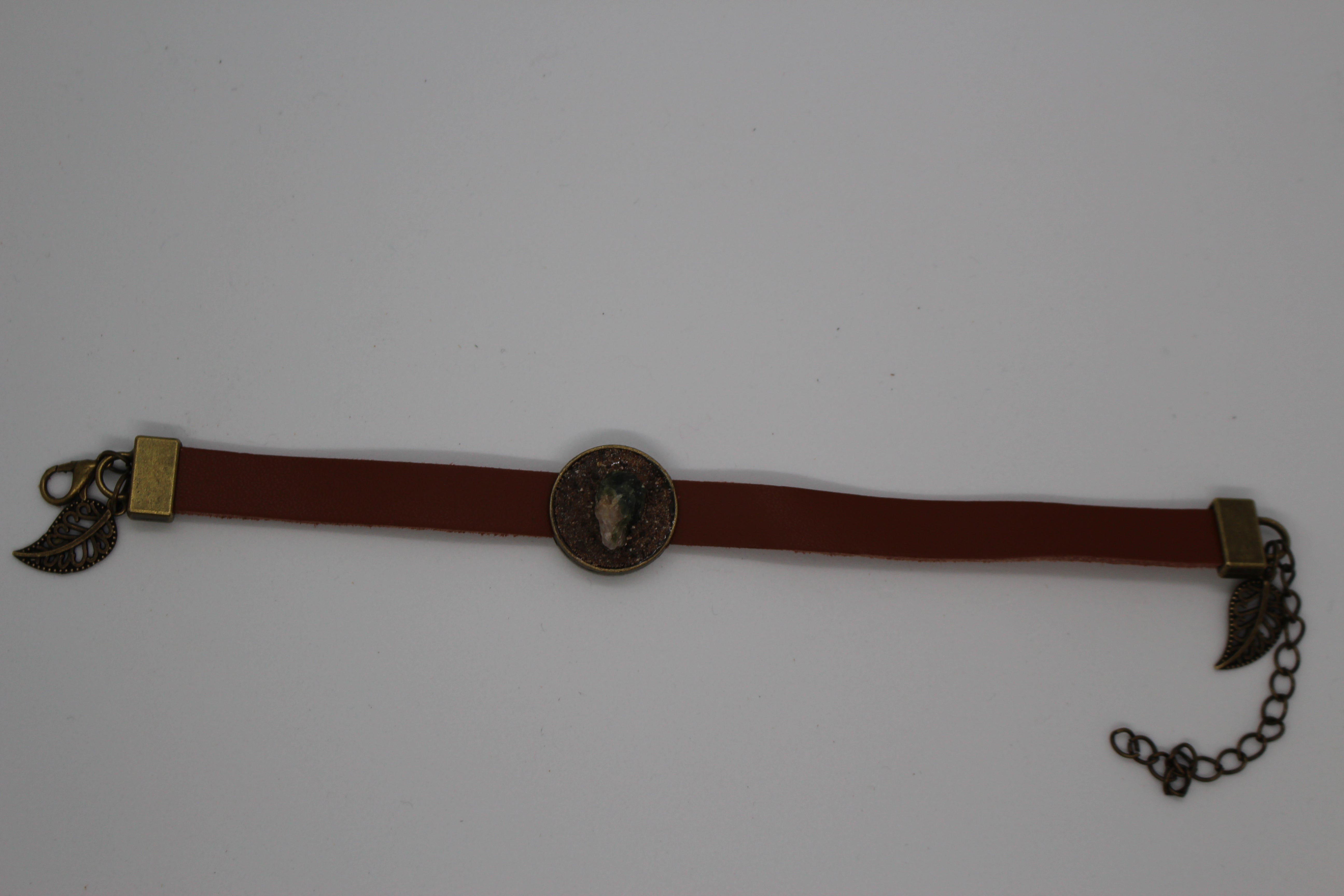 Leather Bracelet - Watermelon Tourmaline And Red Desert Sand