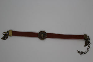 Leather Bracelet - Watermelon Tourmaline And Red Desert Sand