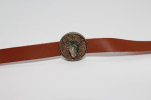 Leather Bracelet - Watermelon Tourmaline And Red Desert Sand