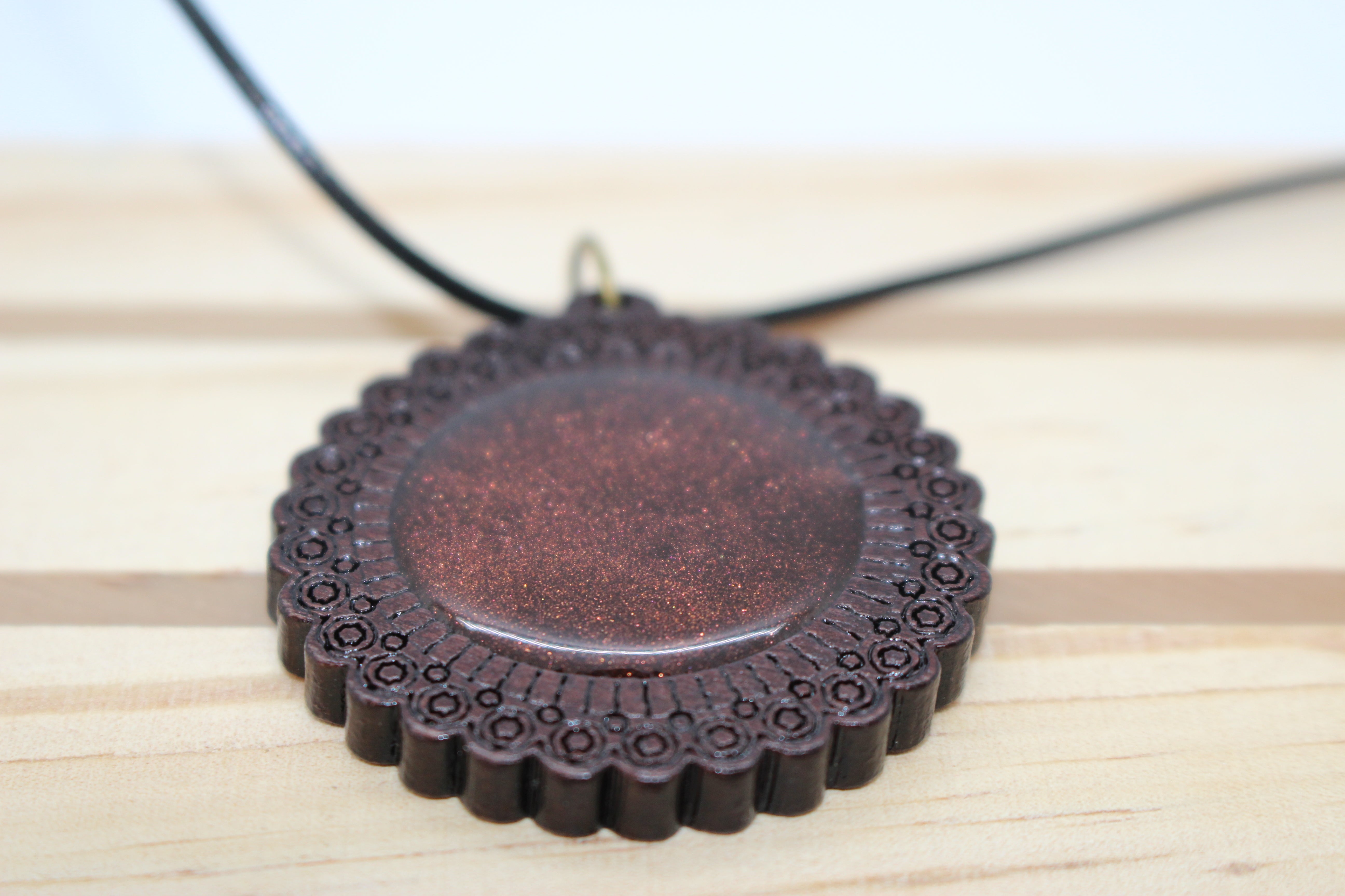 Bronze Glitter Resin - Wooden Back