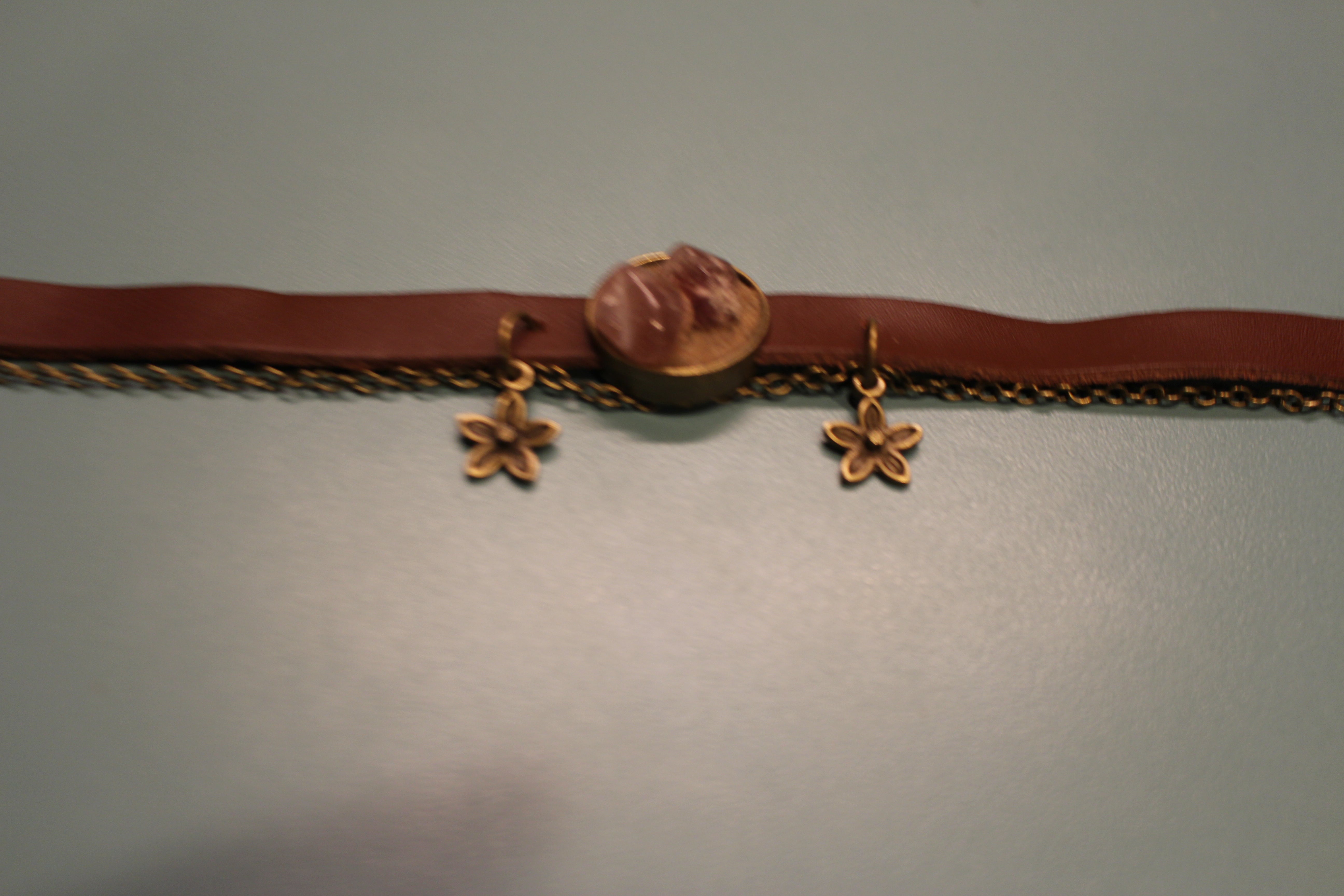 Bracelet - Strawberry Quartz - red desert sand- Leather