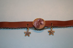 Bracelet - Strawberry Quartz - red desert sand- Leather