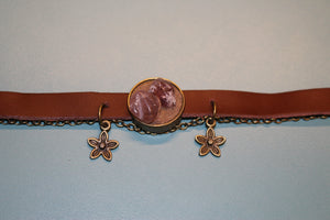 Bracelet - Strawberry Quartz - red desert sand- Leather