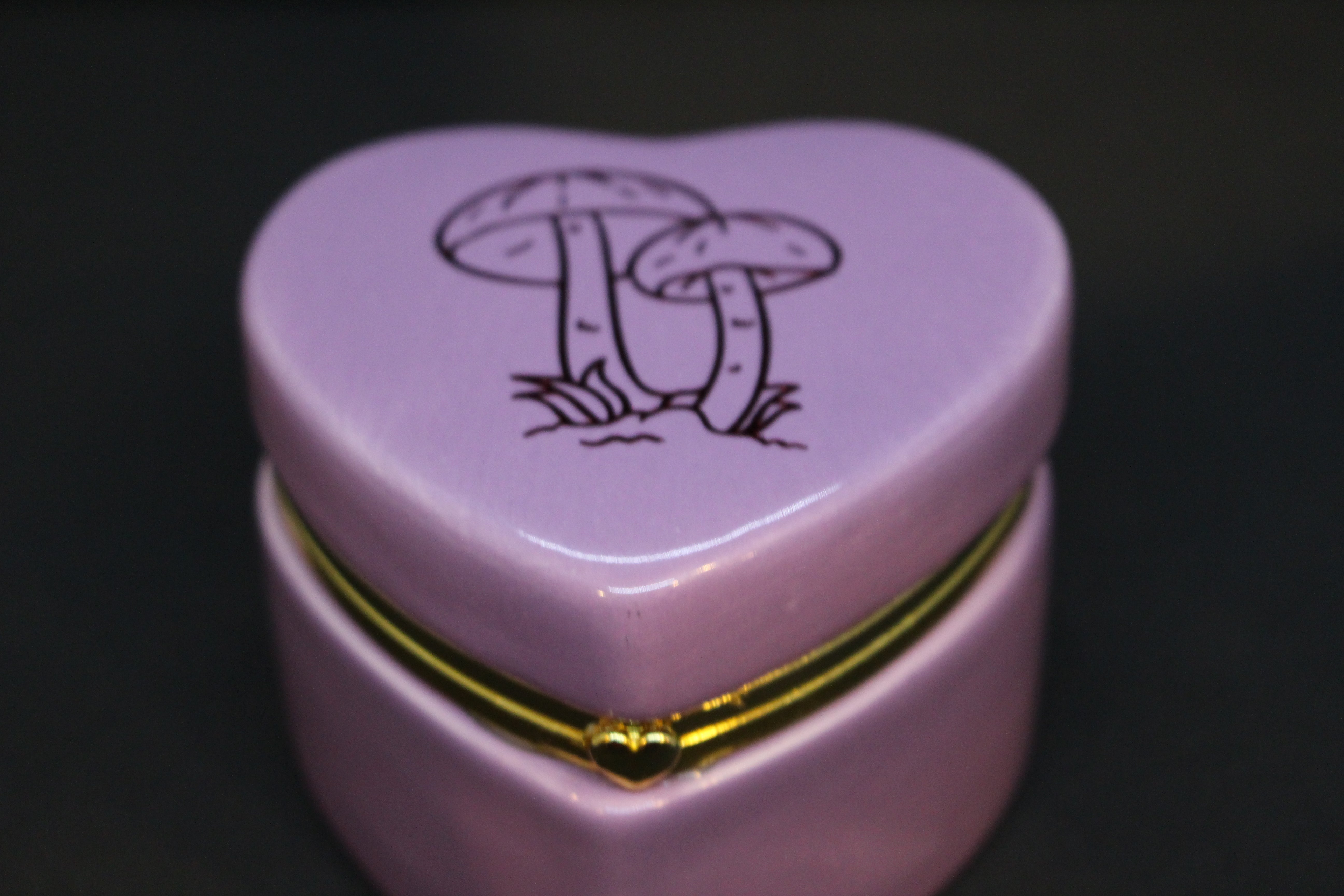 Heart Keep Sake Box - Mushrooms - Pink