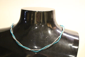 Seed Bead Necklace - Teal and Silver