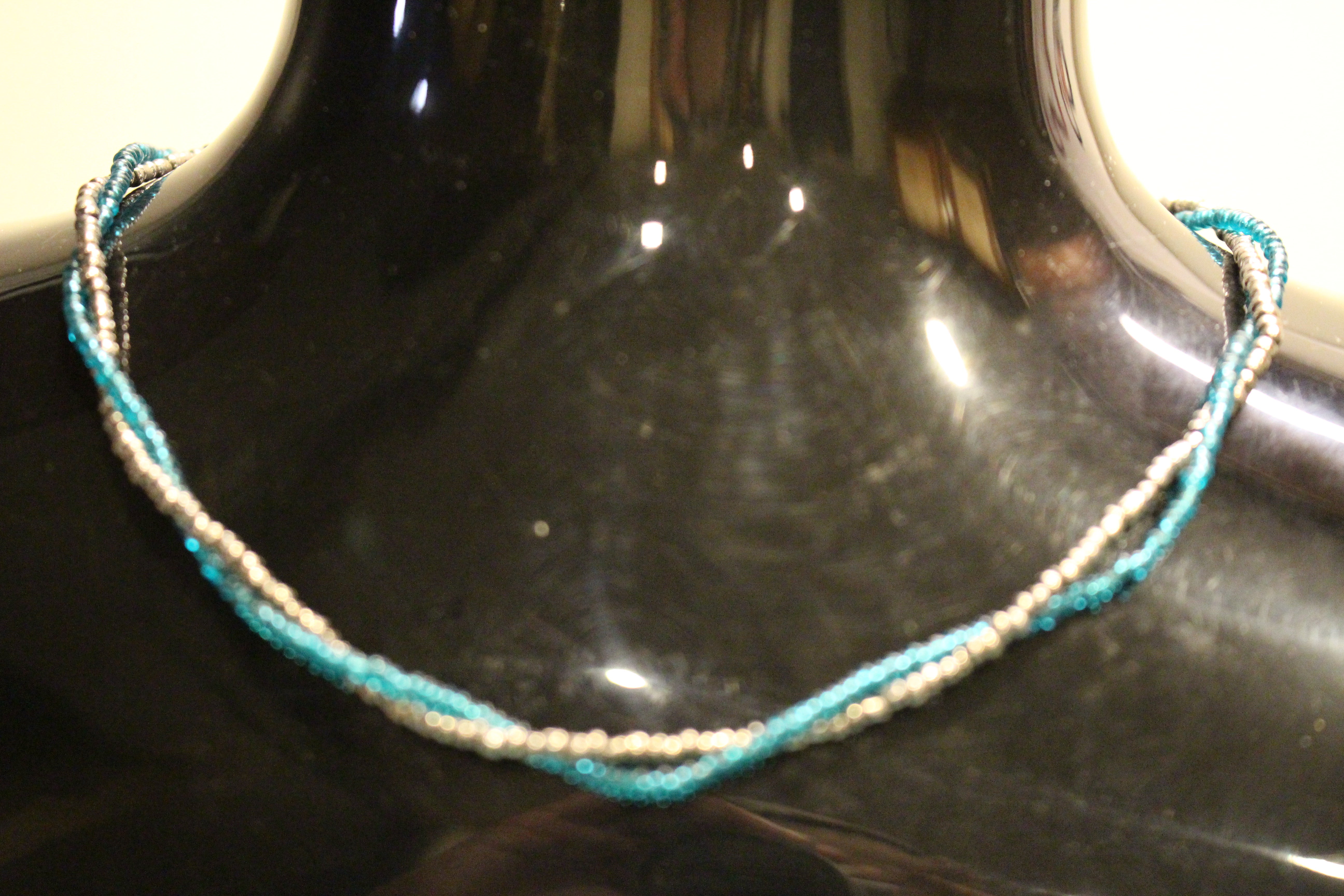 Seed Bead Necklace - Teal and Silver