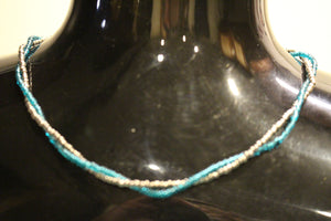 Seed Bead Necklace - Teal and Silver