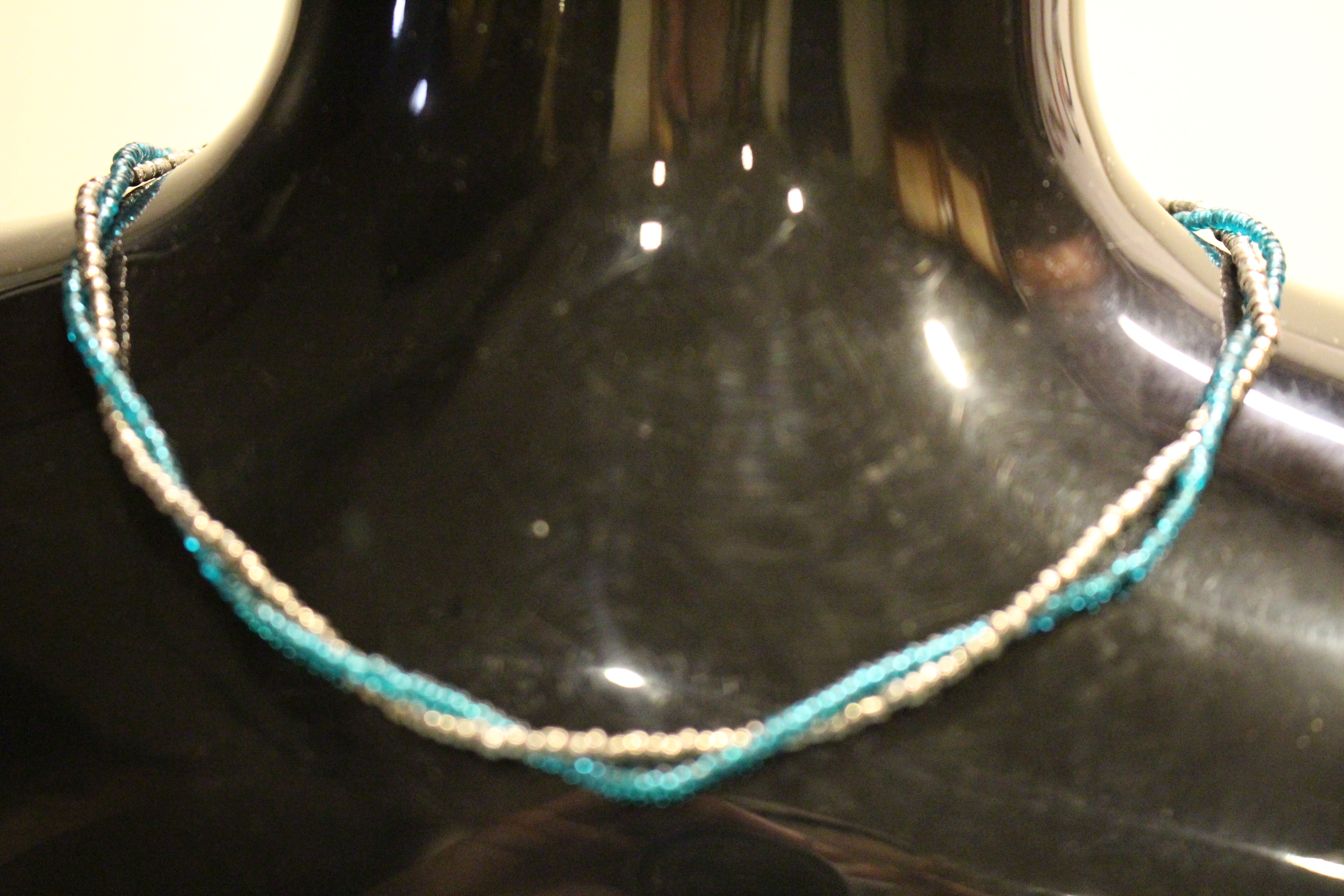 Seed Bead Necklace - Teal and Silver