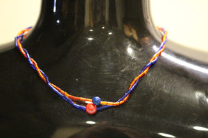 Seed Bead Necklace  - Blue and Red