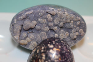 Grape Agate / Chalcedony Carvings - Egg - Leaf - Moon