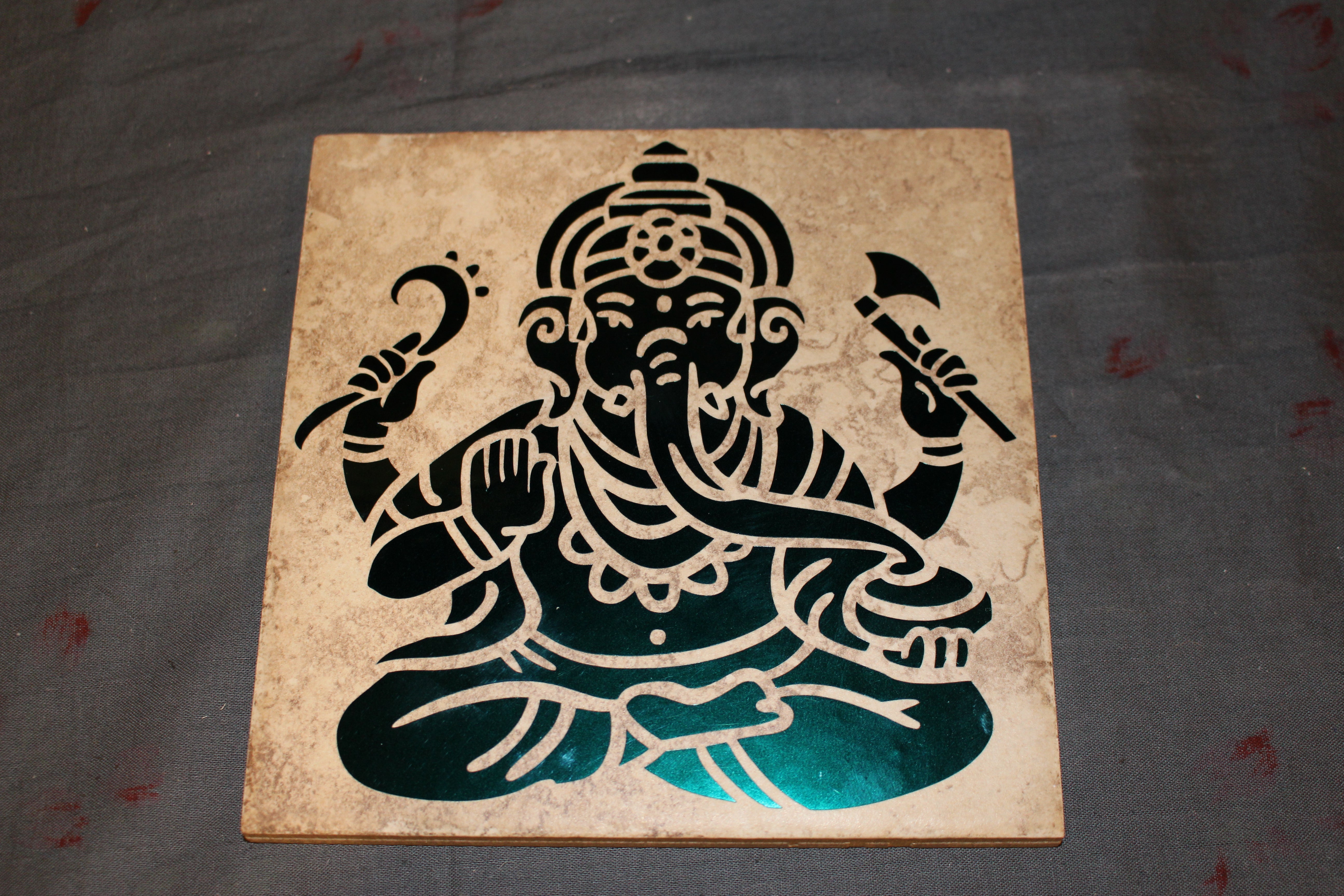 Altar Tile - Moon -  Sun - Ganesha