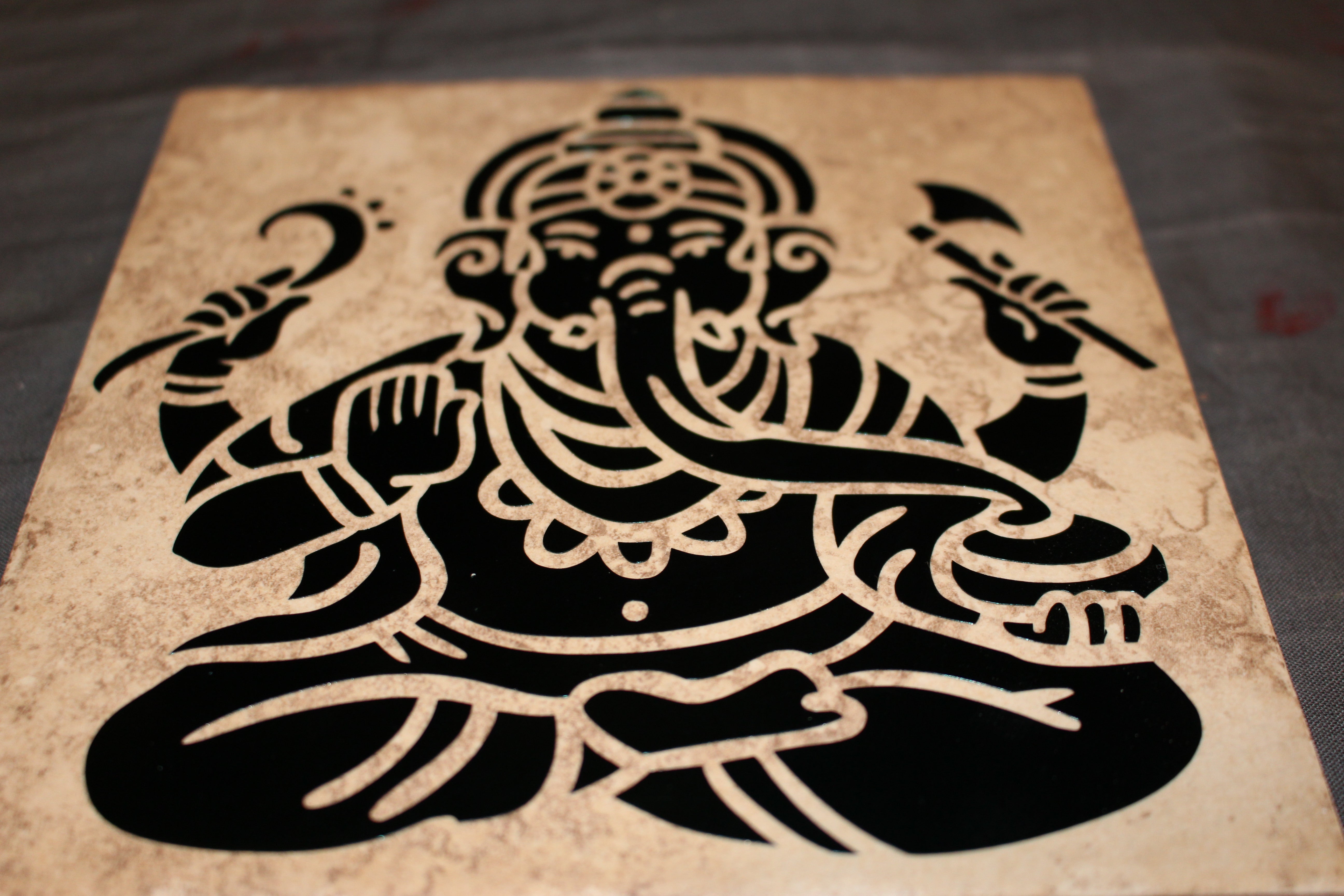 Altar Tile - Moon -  Sun - Ganesha