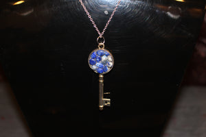 Lapis Lazuli Silver Plate Chain and Key