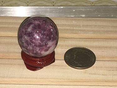 Lepidolite spheres with stand