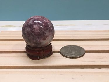 Lepidolite spheres with stand